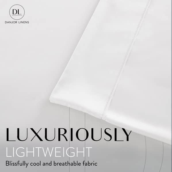 Danjor Linens Queen Sheet Set - 6 Piece Set Including 4 Pillowcases - Deep Pockets - Breathable, Soft Bed Sheets - Wrinkle Free - Machine Washable - White Sheets for Queen Size Bed - 6 pc White Queen