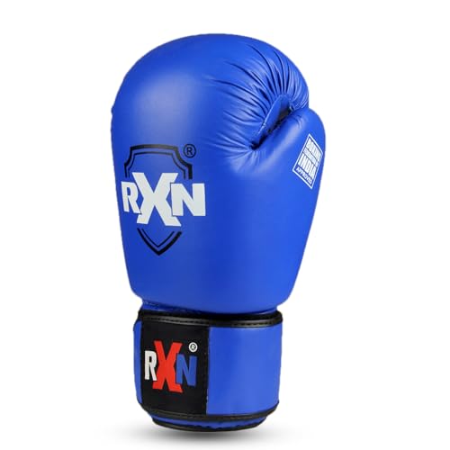 Image of RXN Competition Boxing Gloves All Leather (Blue, 16OZ)