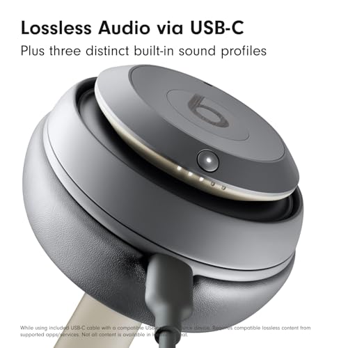 Image of Beats Studio Pro - Wireless Bluetooth Noise Cancelling Headphones, Sand Gray with USB-C Charging Cable (20 cm) - Jet Black