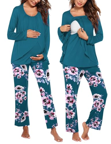 Maternity nursing pajama set with pockets
