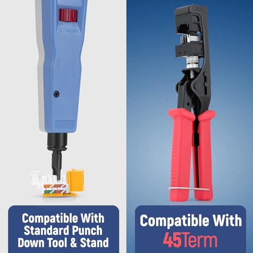 Image of Everest 45 Degree RJ45 Cat6 Keystone Jacks Slim Profile 50-Pack Yellow | Compatible with 45 Angled Speed Termination Tool - 45Term (B0BL3GS7ZY)
