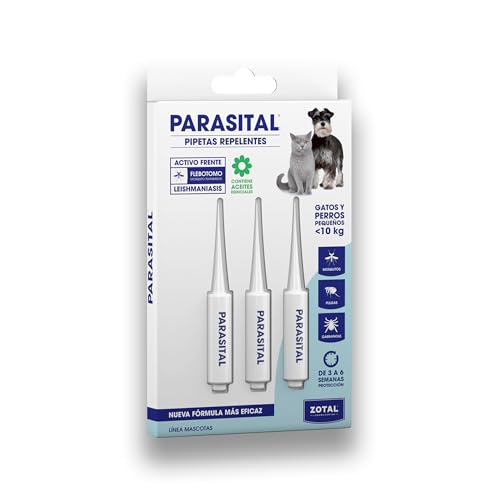 Pipetas x3 PARASITAL Repelentes para Perros Mini o Pequeños y Gatos  10 KG contra Garrapatas, Pulgas y Mosquitos (Flebotomos portadores de Leishmaniosis) | con Aceites Esenciales | Nexum Market