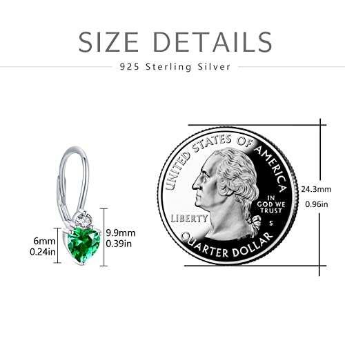 May Birthstone Earrings Dangle Sterling Silver Leverback Green Earrings Peridot Birthstone Dangle Earrings May Birthstone Jewelry Earrings Gifts For Women Girls Mom Mother's Day #TOP5