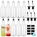 Dandat 20 Pcs 32 oz Plastic Long Neck Bottles with Pourer and Caps Plastic Juice Pour Bottles with Stainless Steel Pourer Tapered Spout for Liquor Juice Store (Sliver)