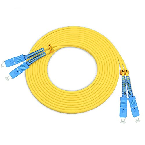 EB-LINK 200M SC to SC Fiber Optic Patch Cord Jumper Cable Duplex Single-Mode 9/125 OS1 OS2 SC-SC,200 Meters 656 ft Yellow