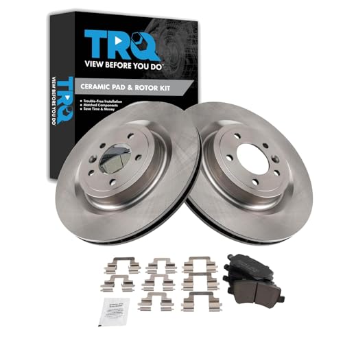 Image of TRQ Rear Brake Pad and Rotor Set Ceramic Compatible with 2014-2015 Land Rover Range Rover