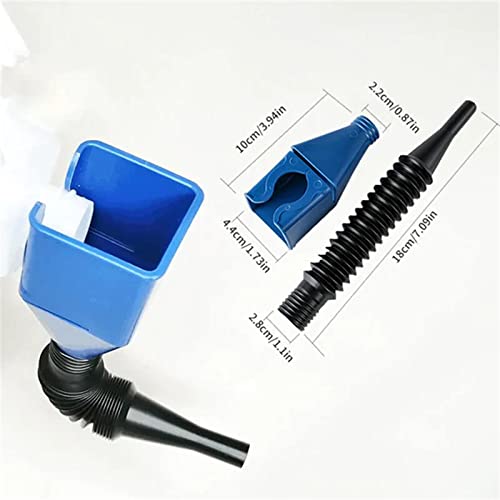 2Pcs Universal Flexible Draining Oil Snap Plastic Funnel - Spill-Free, Hand-Free - For Automotive Oil And Household Uses (Blue) #TOP3