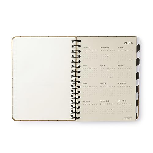 Planner Permanente Wire-O Kraft Semanal Notas A5 Linha E Ponto, Cicero