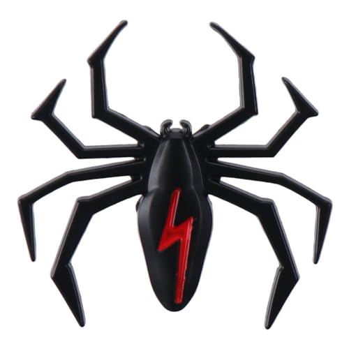 Image of 2Pcs Metal Spider Emblem Badge Sticker,Spider Decal Spider Lightning Sticker,Self Adhesive Black Spider Badge for car
