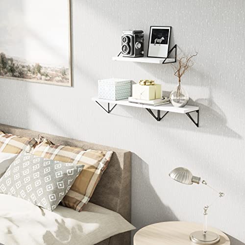 Sriwatana Floating Shelves Wall Mounted, Rustic Wall Shelves For Bedroom, Bathroom, Living Room, Kitchen Set Of 3(White) #TOP7