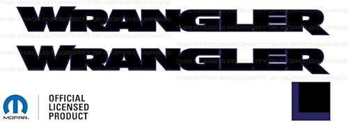 Decal Mods Wrangler Hood - Calcomanía de vinilo para Jeep Wrangler JKJLJT (2007-2024), color negro con contorno azul FBBLUO (juego de 2)  FJ3V7