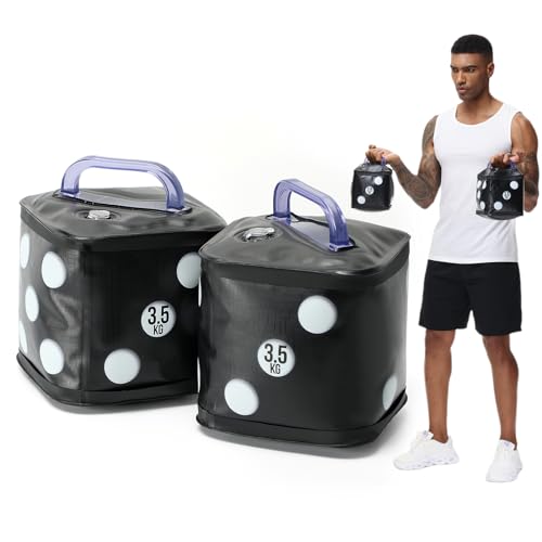 DEIRIS Portable Travel Dumbbells, Water Filled Dumbbells Set, Foldable & Adjustable Dumbbells 7 KG/pair, Portable Fitness Equipment, for Core Training, Strength Training