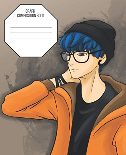Graph Composition Book: Graph Paper Notebook Anime Boy Teenager W/Glasses