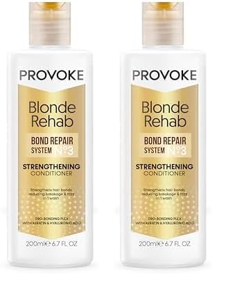 PROVOKEBlonde Rehab N0'3 Bond Repair Strengthening Conditioner 200 ml, Reduces Breakage and Frizz in 1 Wash Formulated with a Pro Bonding Complex, Keratin and Hyaluronic Acid, for Damaged Hair,