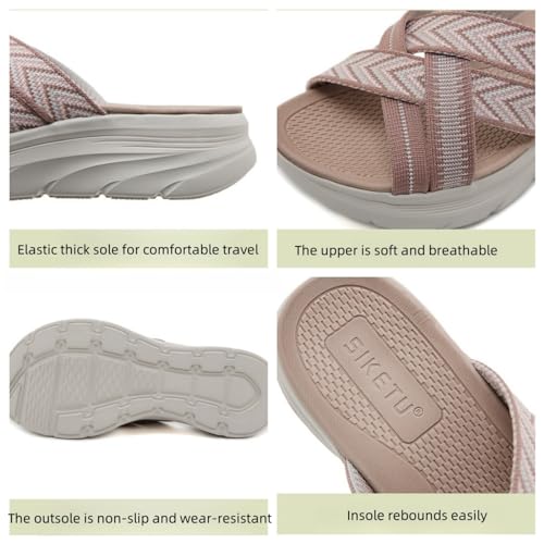 Orthopedic Sandals for Women Wide Width, Arch Support Shoes for Women,Comfortable Elastic Large Size Thick Soled Slippers (Black,9-9.5)4