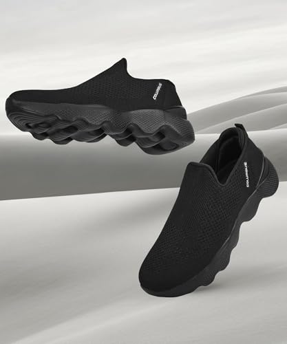 Image of Columbus MASSAGER-01 Sports Shoes - Running Shoes|Walking Shoes| Training & Gym Shoe | Outdoors Shoe for Men (Black & Silver),UK-7