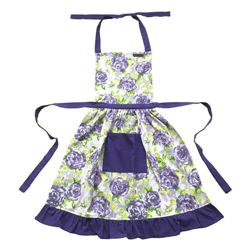 Tablier à volants style rétro Betty avec imprimé rose pour vos ateliers pâtisserie