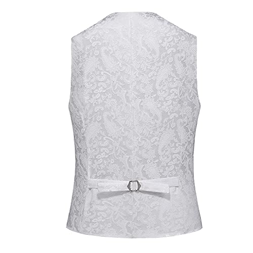 MOGU Mens Formal Vest Paisley Jacquard Suit Waistcoat Wedding Prom Groomsmen2