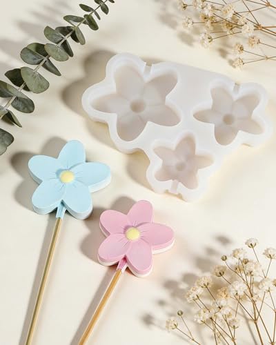 EPODA Silikonformen Gießformen für Blumen · 3 Stück Frühling Silikonform zum Gießen von Gips · Flexible Blumen-Silikonform für DIY-Basteln, Beton & Kerzen