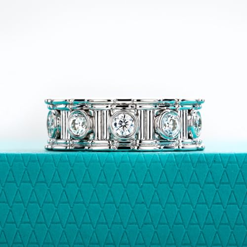 AnuClub Moissanite Wedding Ring Wedding Band D Color VVS1 925 Sterling Silver 2.5/3mm Roman Column Retro Eternity Promise Engagement Anniversary Band Ring for Men Women Couples with Certificate2