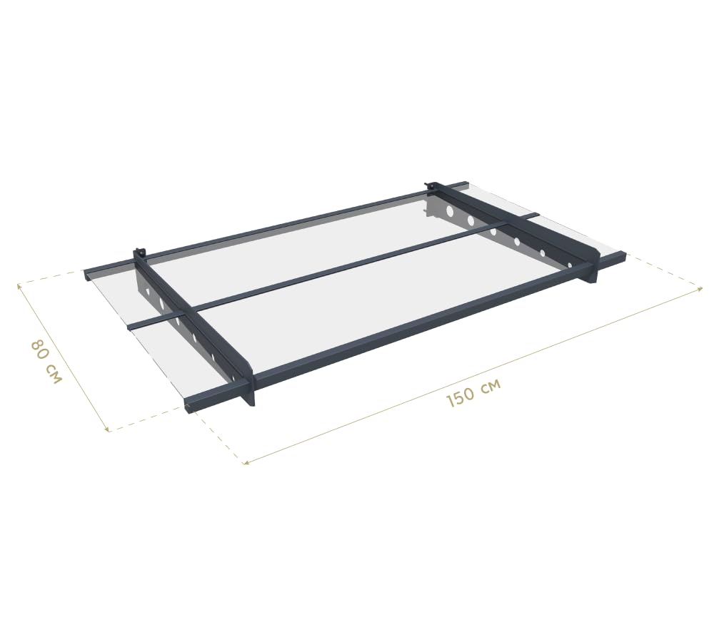 WESTMANN Auvent en métal Cola 150, acier revêtu par pulvérisation et aluminium, panneaux en polycarbonate transparent, anthracite, résistant aux intempéries et facile d'entretien, montage facile avec