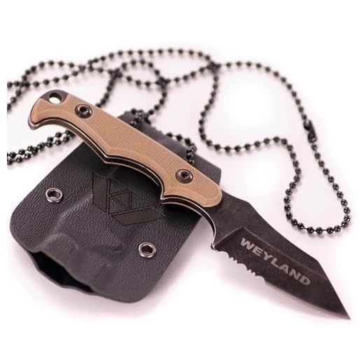 WEYLAND Neck Knife With Kydex Sheath - Small EDC Fixed Blade Tactical Utility Knife with Holster, Mini Full Tang Steel Knife for Camping Hiking Hunting Work Survival Boy Scout Every Day Carry