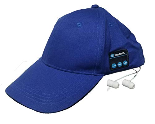Encore Brandz Wireless Unisex Bluetooth Snapback Cap, Hands Free Smart Speakerphone Cap, Sports Cap with Bluetooth Headphones, Built in Earbuds (Blue)