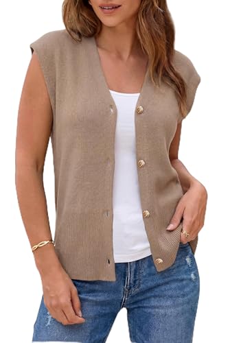 Arach&Cloz Cashmere Sweater Vest Women Wool Blend Lightweight Summer Cardigan