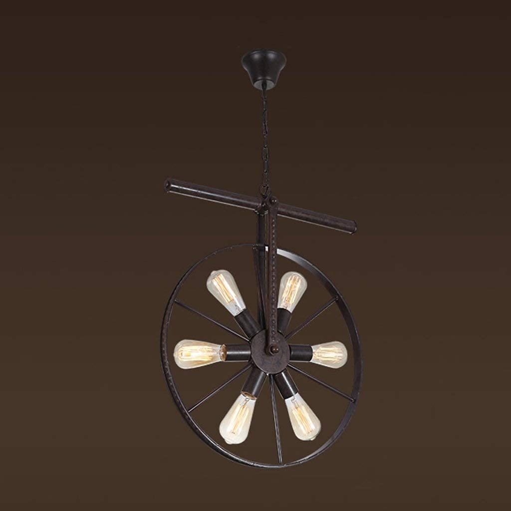Lustre industriel rétro en fer forgé artisanal à finition patinée
