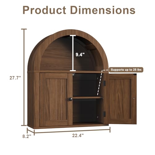 Image of ChooChoo Arched Wall Cabinet, Double Door Medicine Cabinet with Shelf