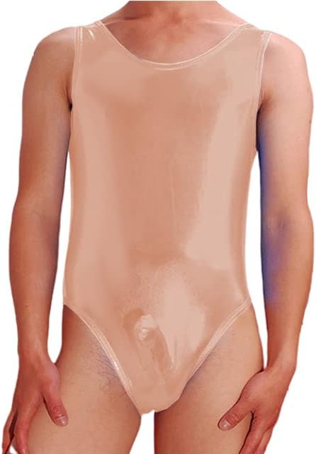 Men Blue Tank Crossdressing Plus Size Leotards Scoop Neck Metallic Bodysuits Sissy Romper Skinny Stage Costumes