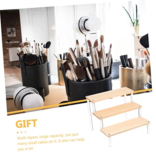 PRETYZOOM 2 Pçs Risers Fornecem Escada Cuake Para Mesa De Ação Colecionáveis ​​Prateleira De Madeira