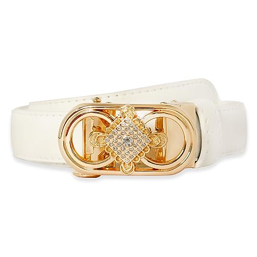 Image of Aurolran Women's Fashion Classic Metal Buckle Leather Belt with Jeans Dress
