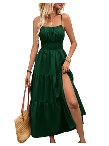 Image of BEAUDRM Women's Summer Maxi Dresses Boho Summer Wedding Guest Dress Beach Vacation Outfits Cruise Flowy Milkmaid Sundresses