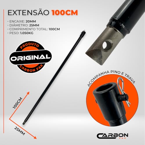 Perfurador de Solo a Gasolina 52cc 2,5HP com Broca 80x10cm + Extensão 100cm Carbon Fak