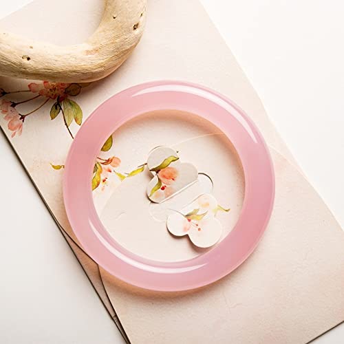 Bracelet en jade et calcédoine rose naturelle pour femme jonc rond 58mm