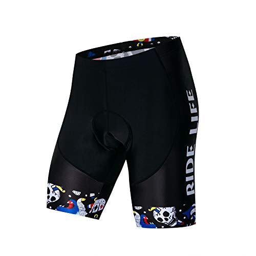Weimostar Shorts de ciclismo masculinos para ciclismo e bicicleta meia calça acolchoada 4D, Caveira