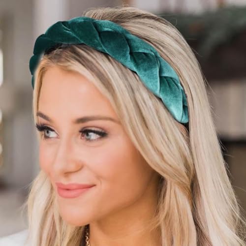 Image of DRESHOW Braided Headbands for Women Velvet Hair Hoop Elastic Criss Cross Hair Bands Accessories