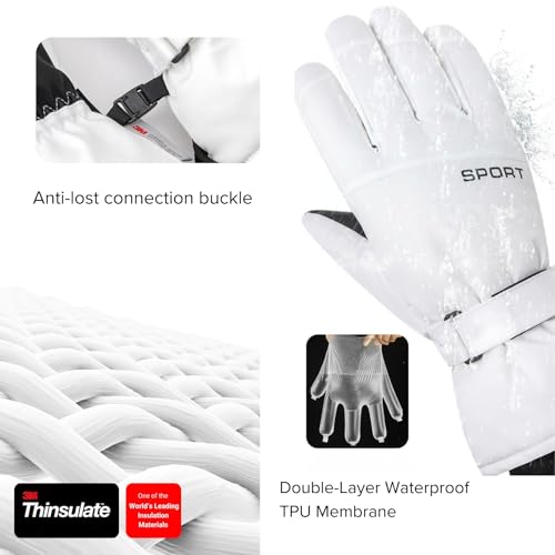 2THESTARS Waterproof Winter Gloves,Gray-White Blend,Medium - image 2