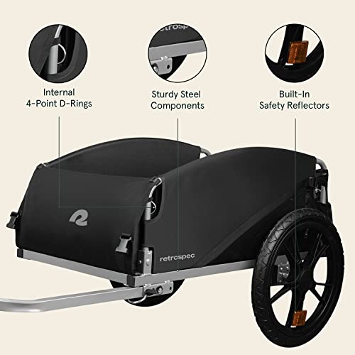 Retrospec Rover Hauler Bike Cargo Trailer - Foldable Frame with Weather-Resistant Fabric & 80lb Capacity - Universal Bike Trailer for 20-29in Wheels - Includes Safety Flag & D-Ring Anchors by Retrospec - Image 3