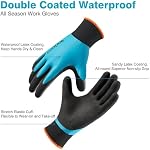 COOLJOB Gants de jardinage imperméables pour femmes & Les hommes, 2 Paires Gants de travail avec revêtement double latex, pour la construction, Mécanique, Usage général, Bleu, Moyen