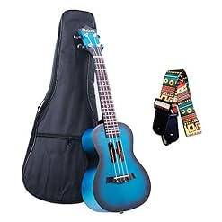 Paisen Ukulélé Concert Bleu 23 pouces Débutant avec Sac, Bandoulière, Kit Apprendre à jouer (blue) - Les Beatles, Paul McCartney, John Lennon, RIngo Starr, George Harrison