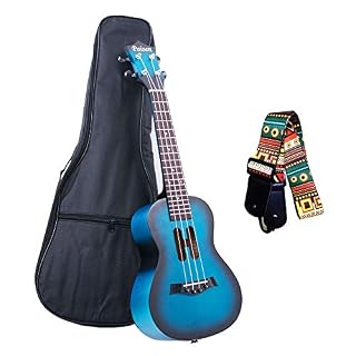 Paisen Ukulélé Concert Bleu 23 pouces Débutant avec Sac, Bandoulière, Kit Apprendre à jouer (blue) - Les Beatles, Paul McCartney, John Lennon, RIngo Starr, George Harrison