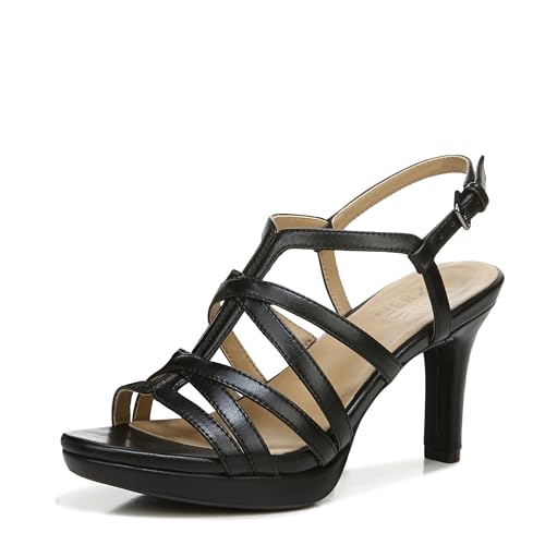 Naturalizer Womens Baylor Strappy High Heel Dress Sandal Black Smooth 8 M