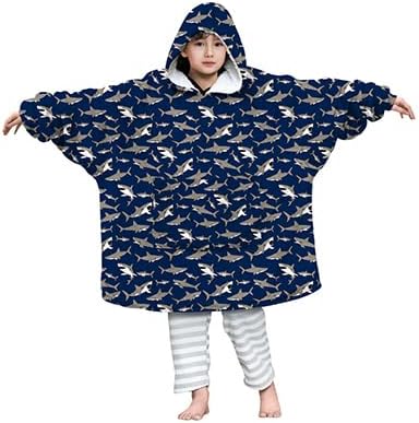 Kids4ever Unisex Boys Girls Blanket Hoodie Soft Oversized Sherpa Blanket Hoodies Winter Warm Pullover Sweatshirt with Large Pocket 4-13 Years