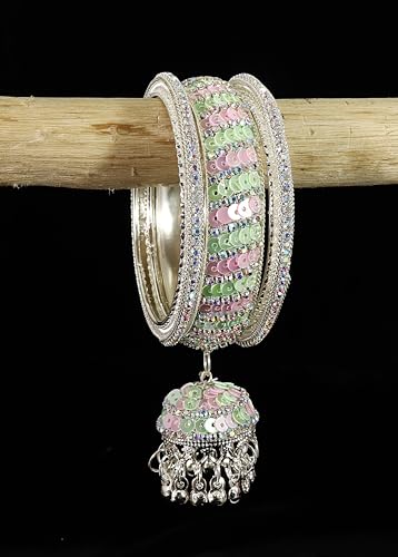 Image of NMII Ethnic Wear Bangles Gold-Tone Alloy with Musical Ghungroo Charms | Women Fashionable Jewelry | Designer Bracelet Bangles For Girls | Viral Kashmiri Chudiya for Weddings, Festivals & Parties