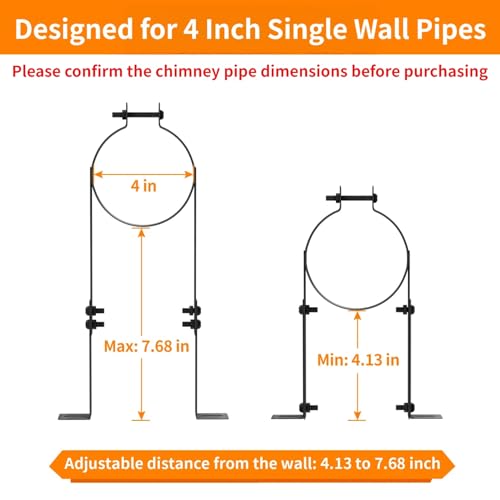 Support de tuyau de cheminée de 10,2 cm collier fixation mural inox poêle - 3