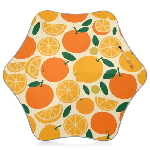 Nexawaveo Paraguas infantil con hojas naranjas UPF 50+ para sol y lluvia, diseño resistente al viento, borde reflectante, fácil de abrir para niños pequeños