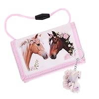 GADITIEK Brustbeutel Mädchen Geldbeutel Kinder Portmonee Kinder mit Schlüsselanhänger Portemonnaie Kinders Mädchen für Geburtstagsgeschenk (Pferd)