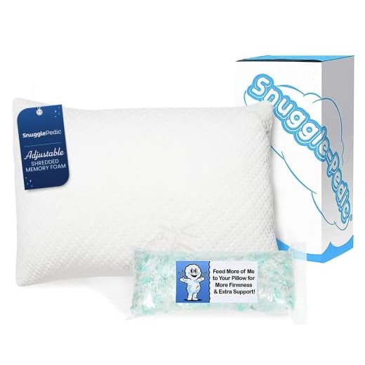 Snuggle-Pedic Ultra-Luxury Bamboo Shredded Memory Foam Pillow Combination with Adjustable Fit and Zipper Removable Kool-Flow Breathable Cooling Hypoallergenic Pillow Cover (Queen)